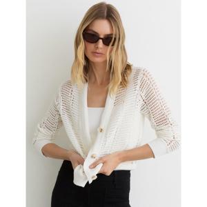 REISS Star Open-Knit Button-Through Cardigan